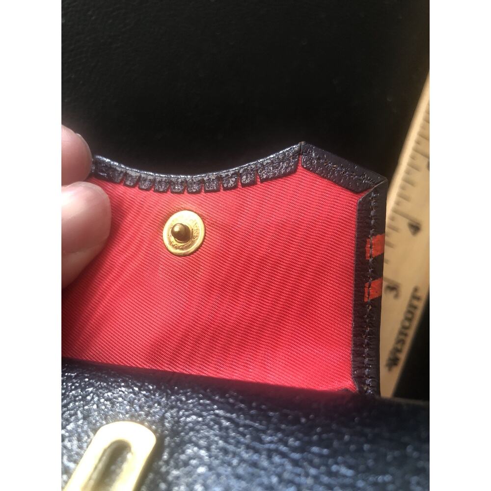 Vintage Pig Skin Leather French Coin Purse Wallet Navy Blue And Red Women - Picture 4 of 7